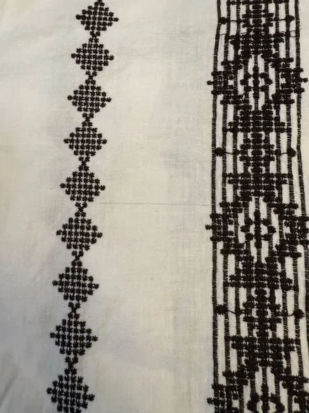 Julia Amory Women's Boho Embroidered Long Sleeve Shirt Dress White Brown Size S - Picture 3 of 8